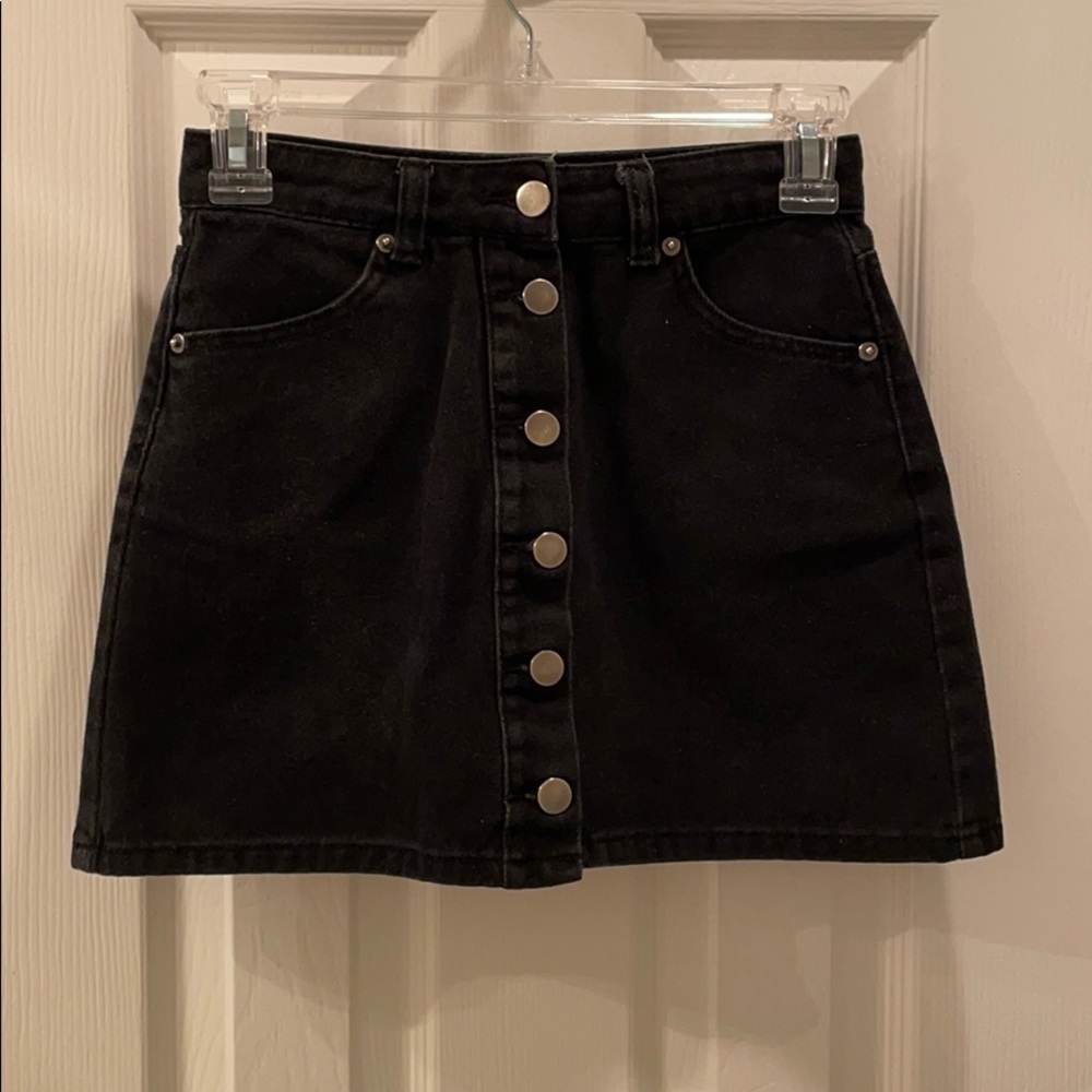 Black denim skirt